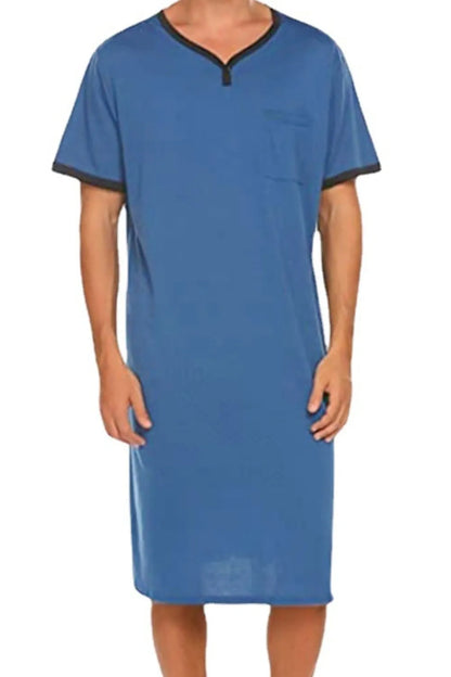 Men's Plus Size Contrast Trim Short Sleeve Lounge Tee Dress - Fashorio