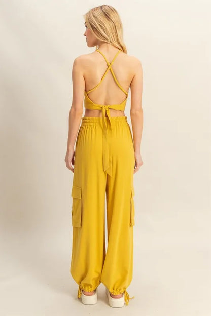 HYFVE Crop Top and Cargo Pants Set - Fashorio