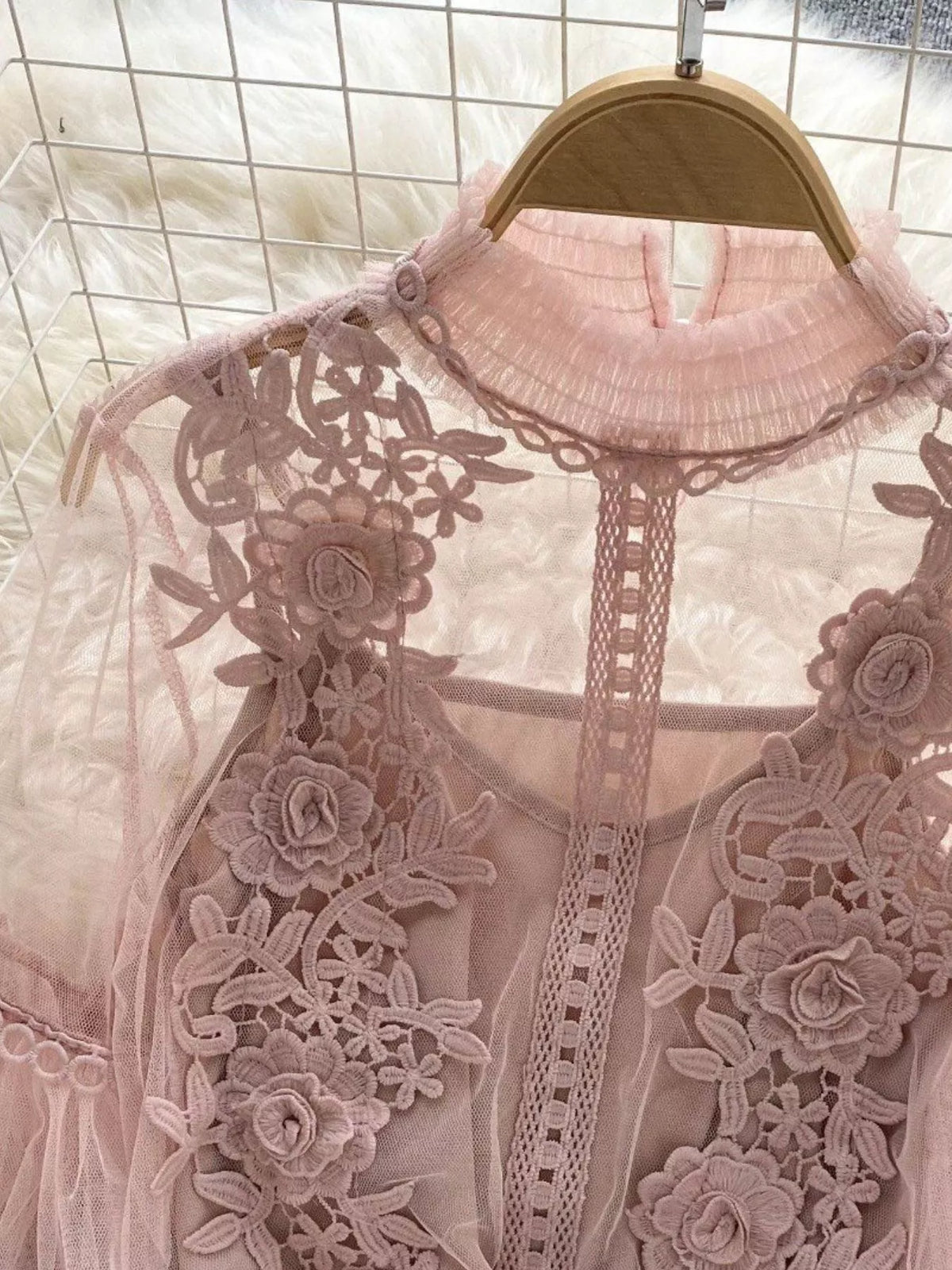 Floral Lace Blouse and Cami Two Piece Set, view 21