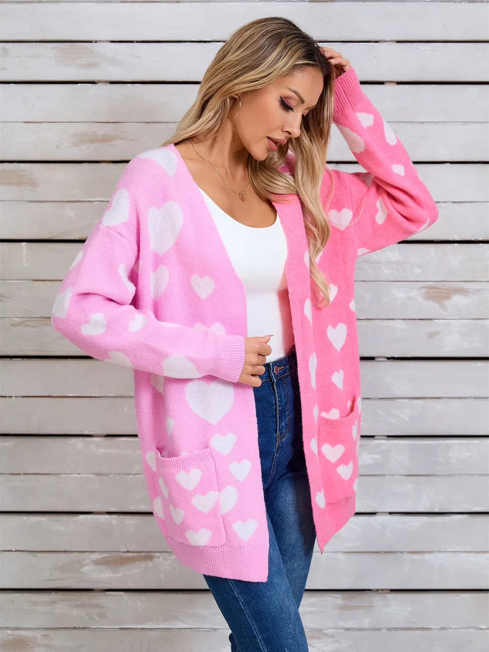 Angel Wings Heart Open Front Long Sleeve Cardigan - Fashorio