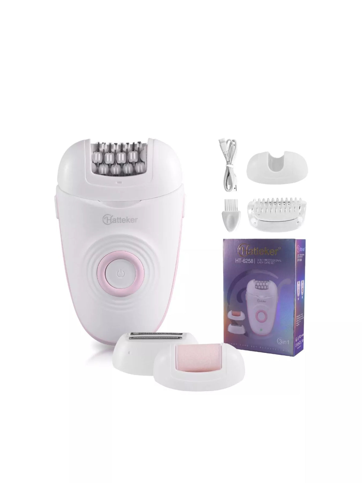 Epilator shown in both pink and gray colors