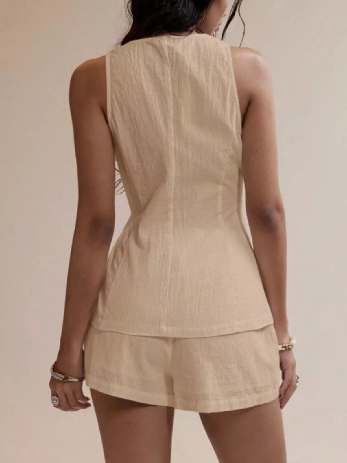 Button Down Sleeveless Top and Shorts Set, view 9