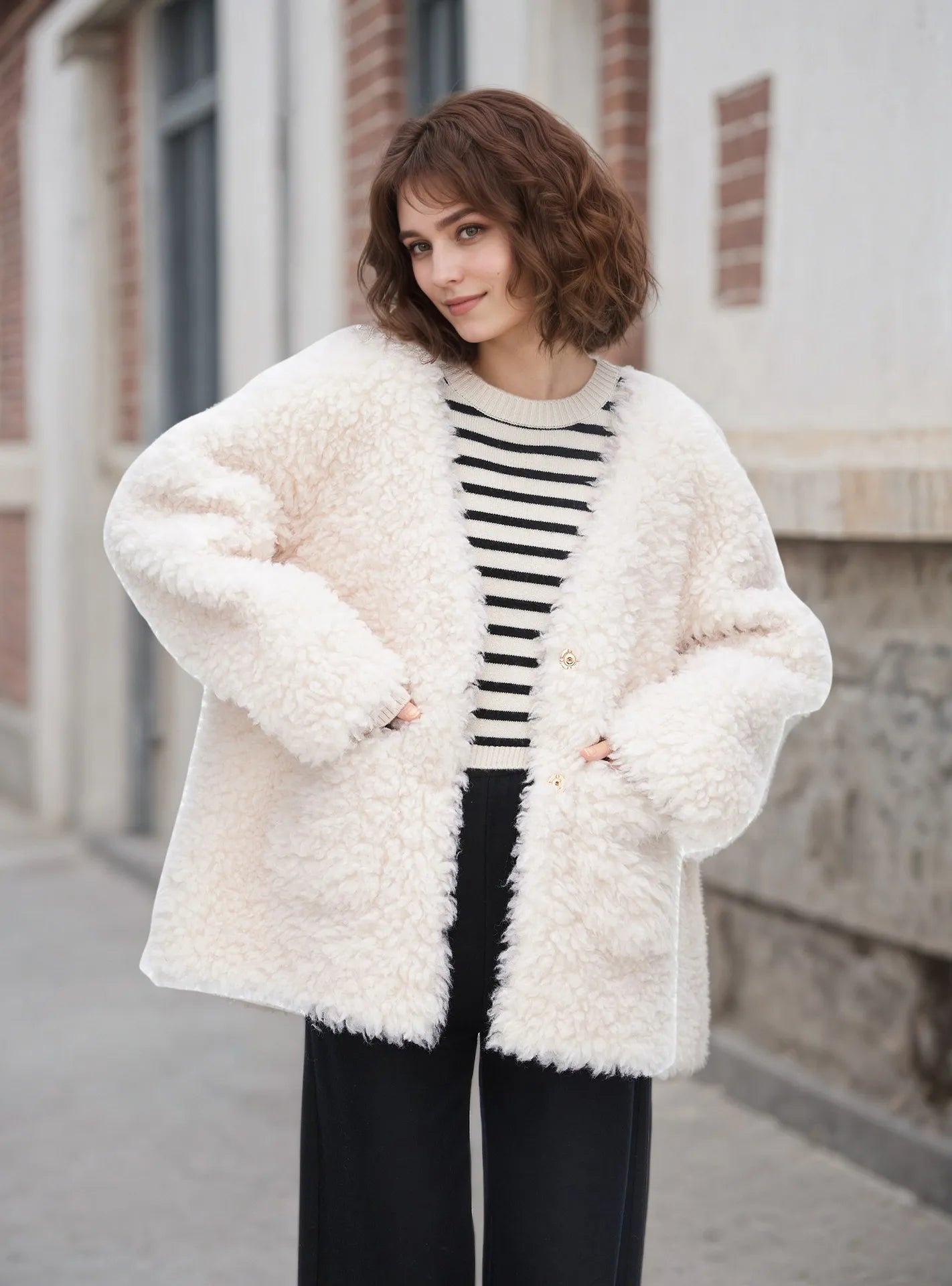 Fleece Button Up Long Sleeve Outerwear - Fashorio