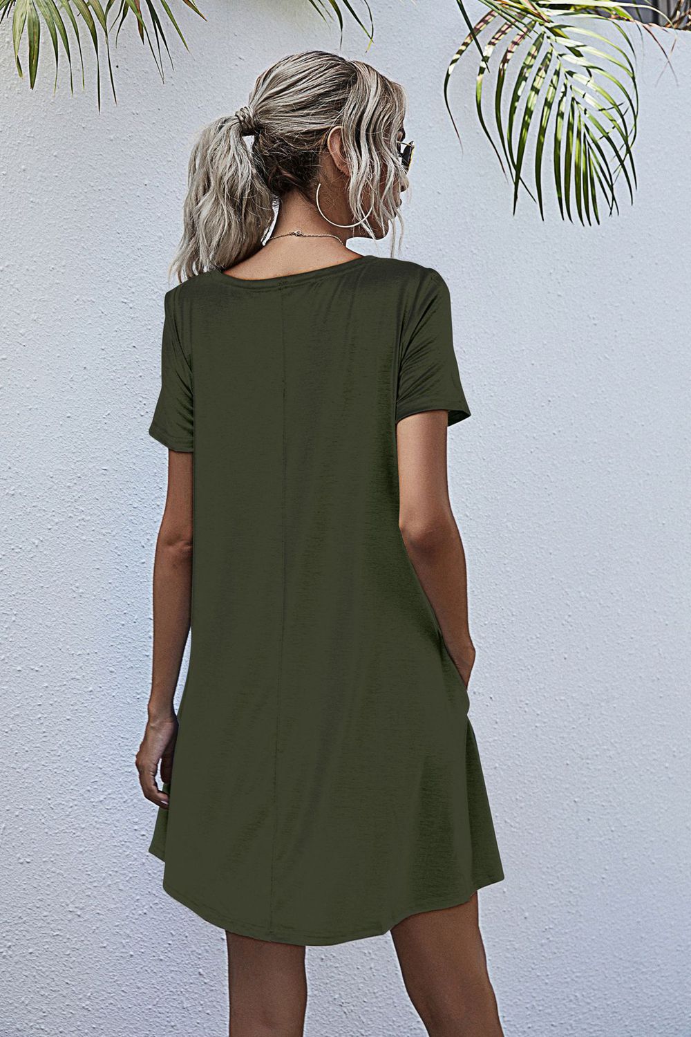 Round Neck Short Sleeve Mini Dress - Fashorio