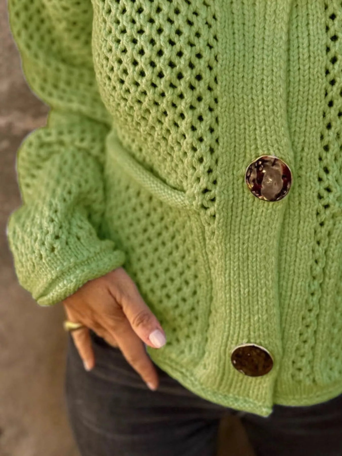 crochet button up cardigan back view