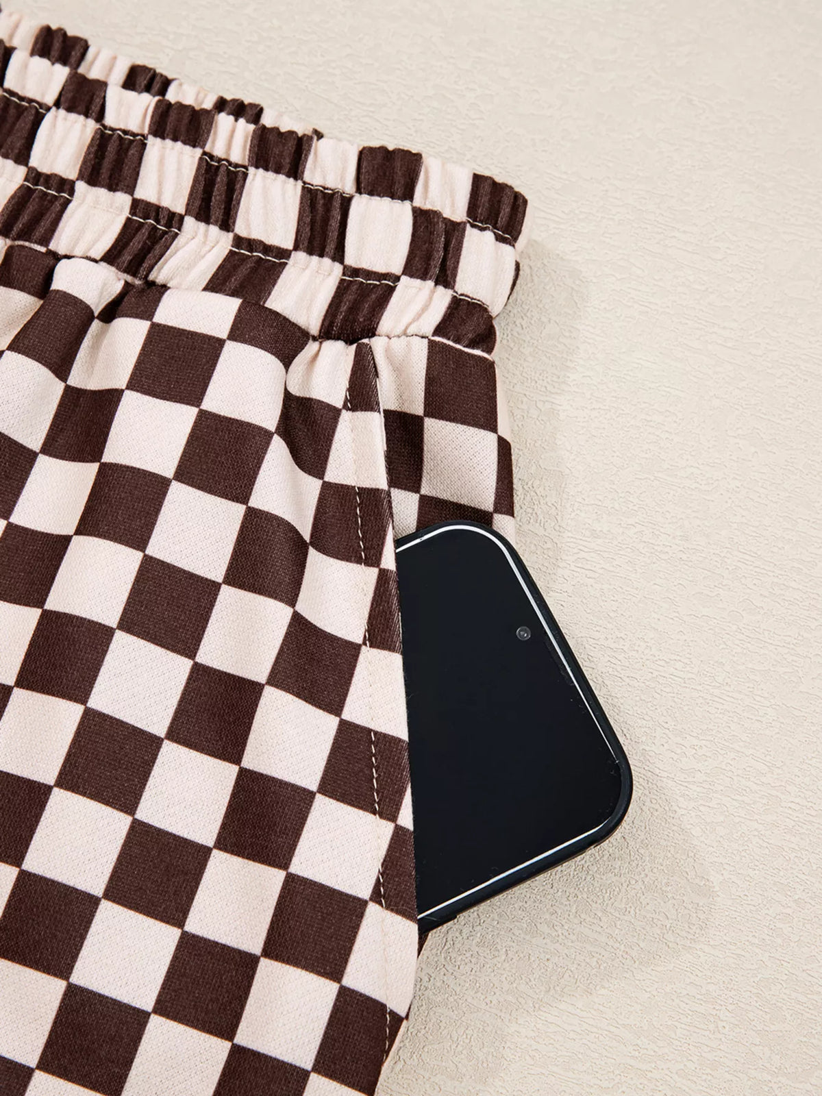 Checkered Drawstring Hoodie and Pants Set view 13