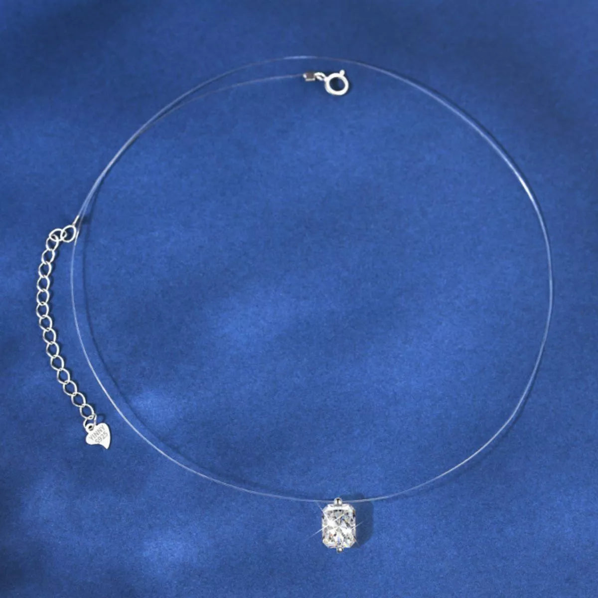 Close up of moissanite stone in silver setting