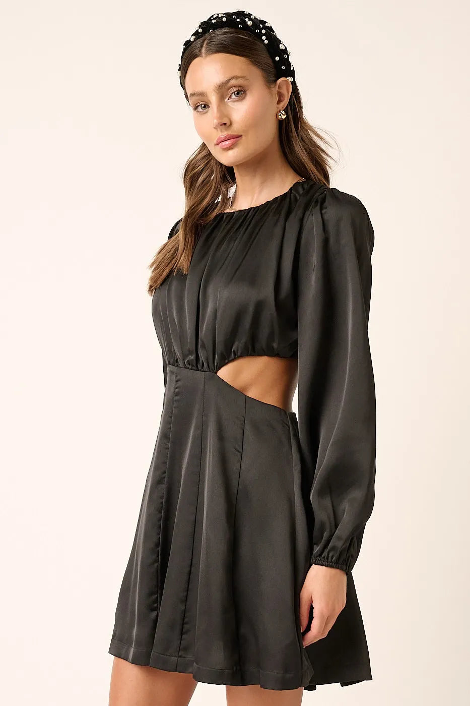 Satin Side Cutout Detail Mini Dress side view
