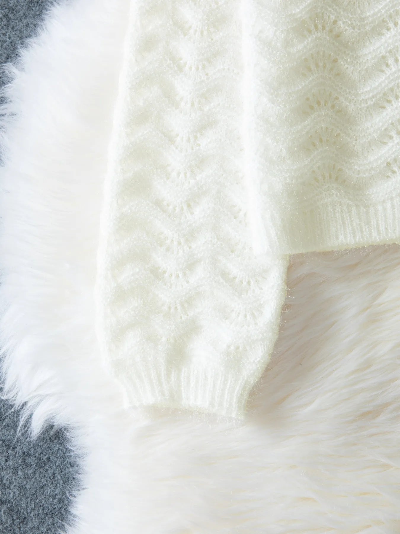 Openwork V-Neck Button Down Cardigan - Fashorio