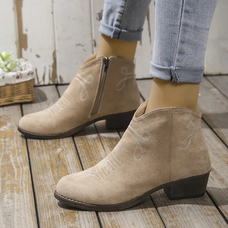 Block heel ankle boots detail of the heel