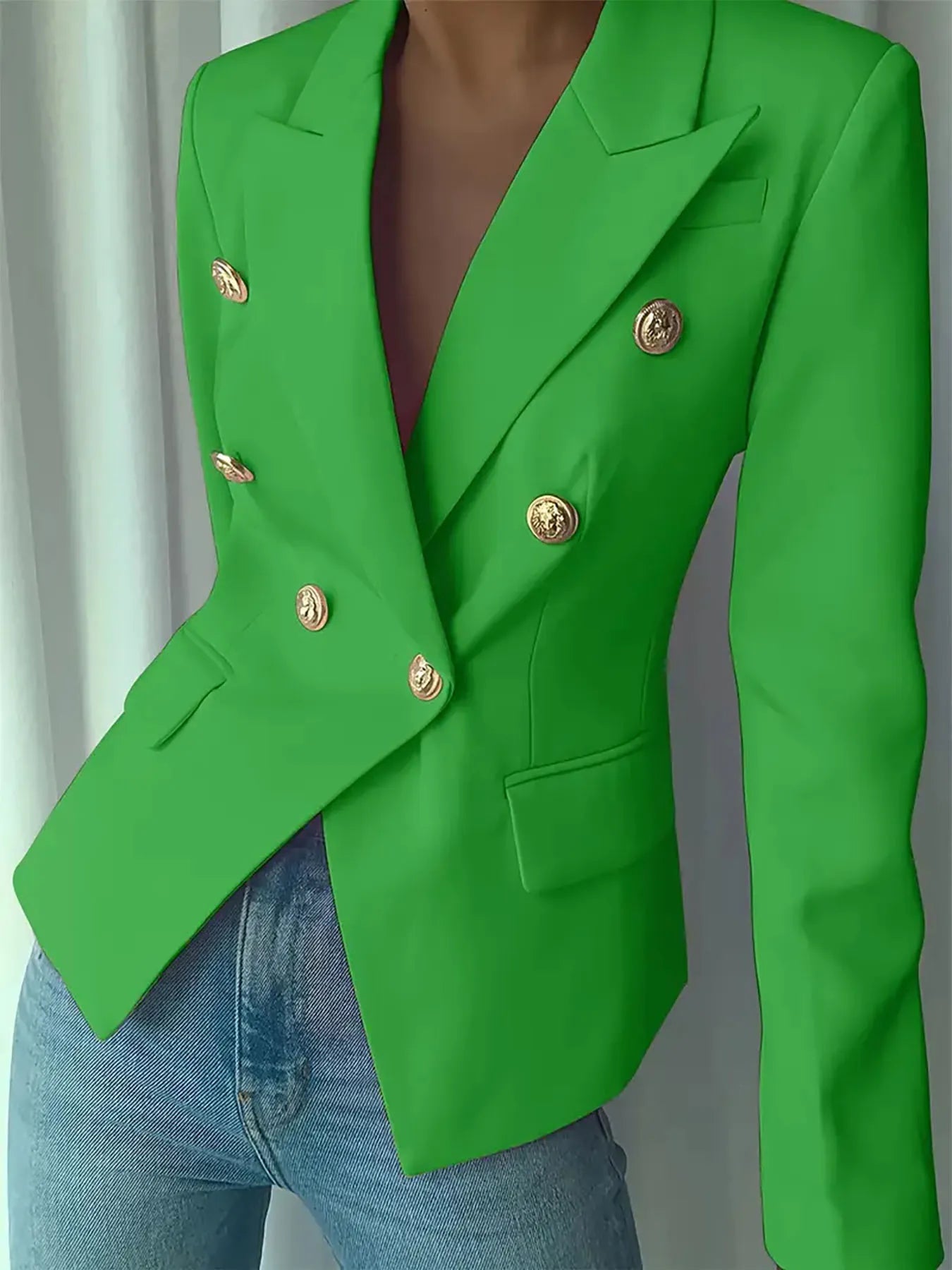 Decor Button Lapel Collar Blazer - Fashorio