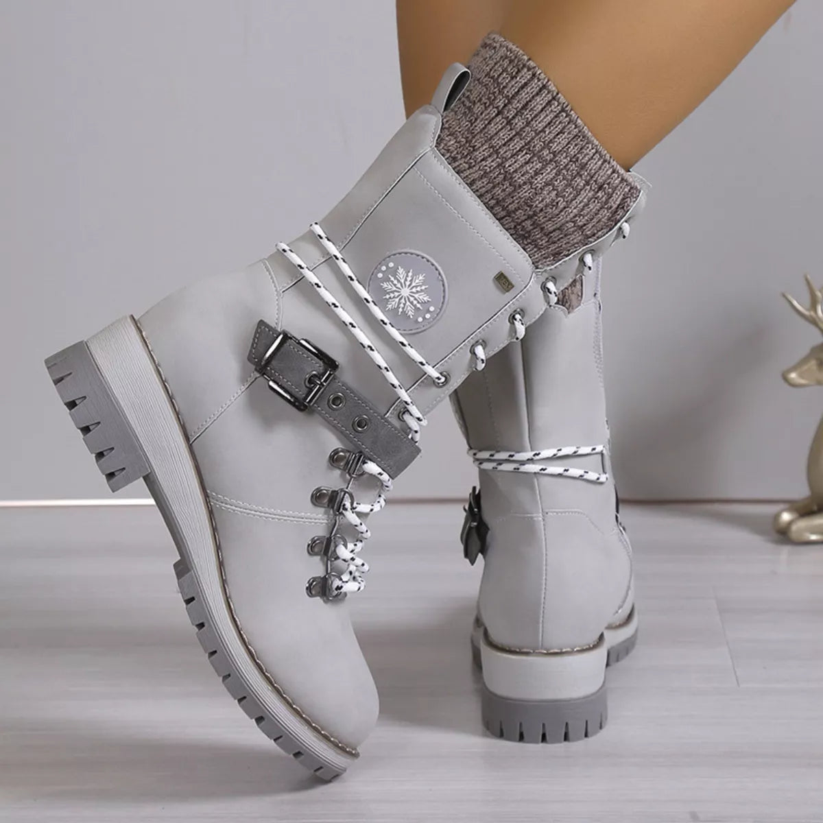 Lace Up Block Heel Boots side profile