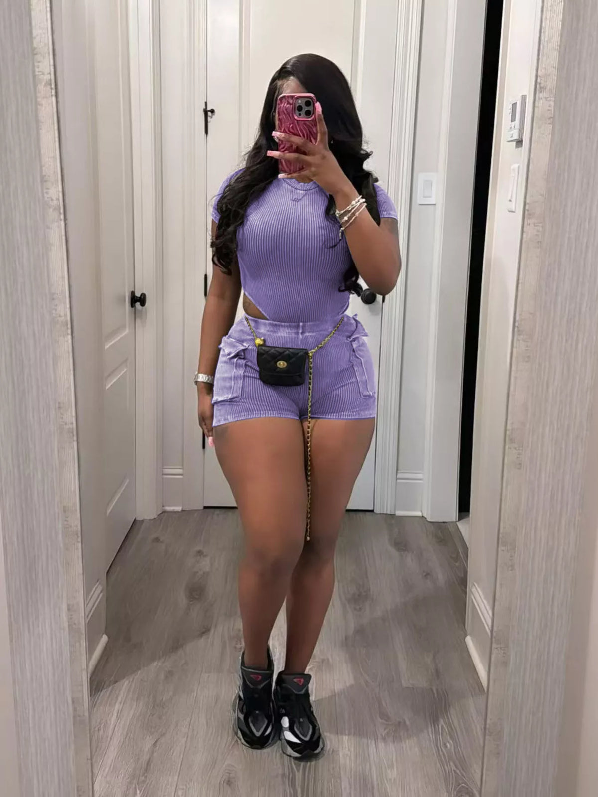 Bodysuit shorts set relaxed casual look