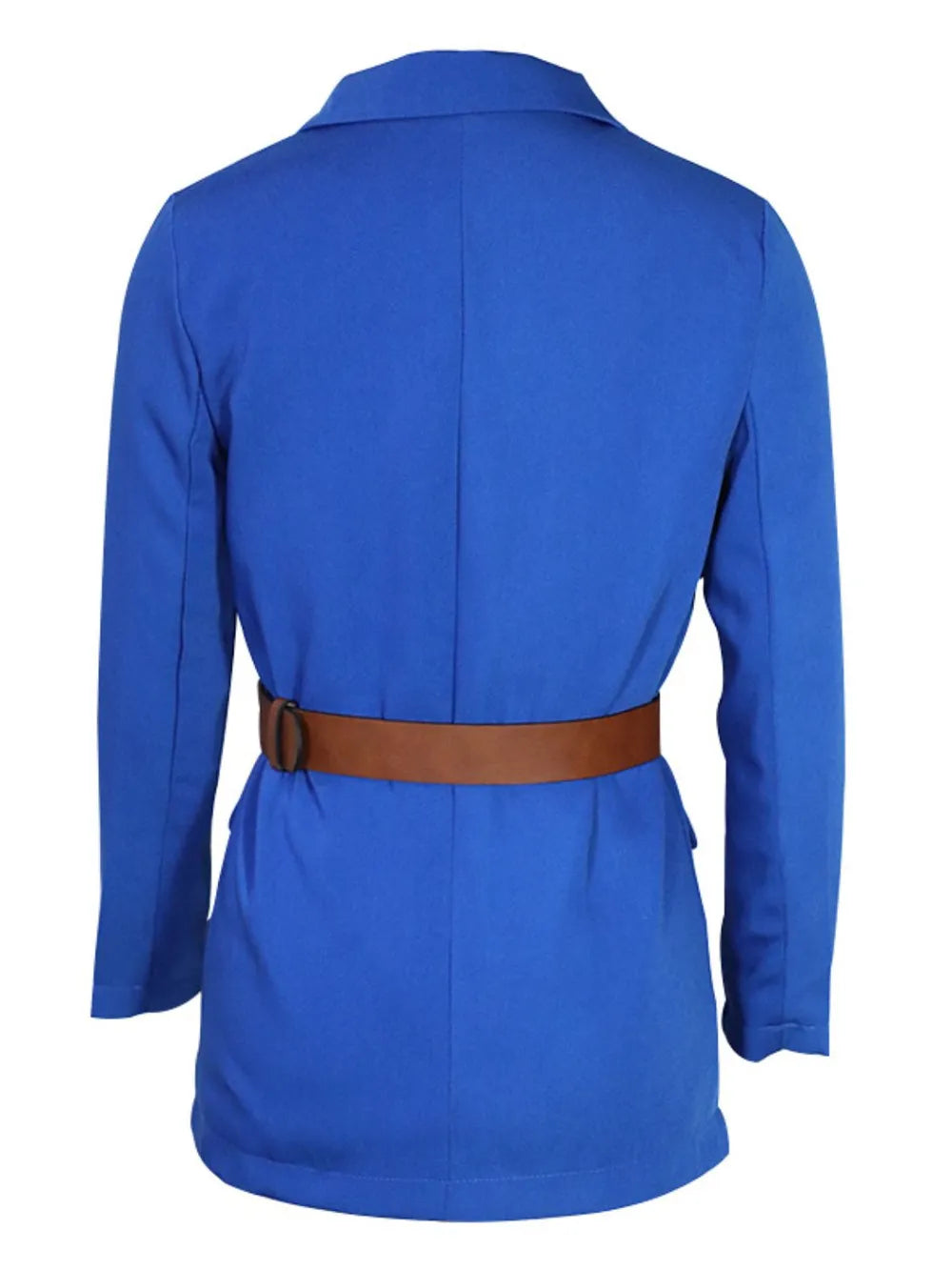 Buttoned Lapel Collar Long Sleeve Blazer - Fashorio