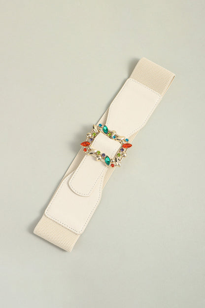 Multicolored Leaf Buckle Elastic Belt - Fashorio
