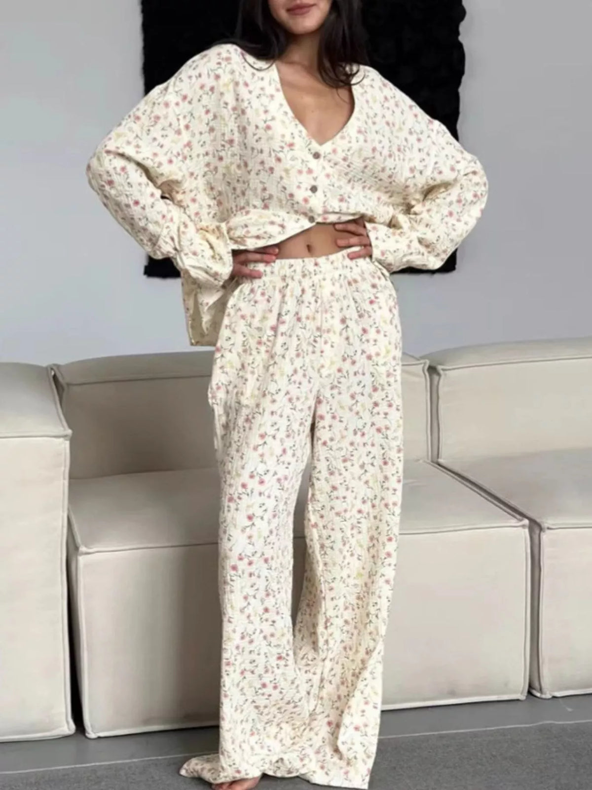 Floral matching lounge set styling
