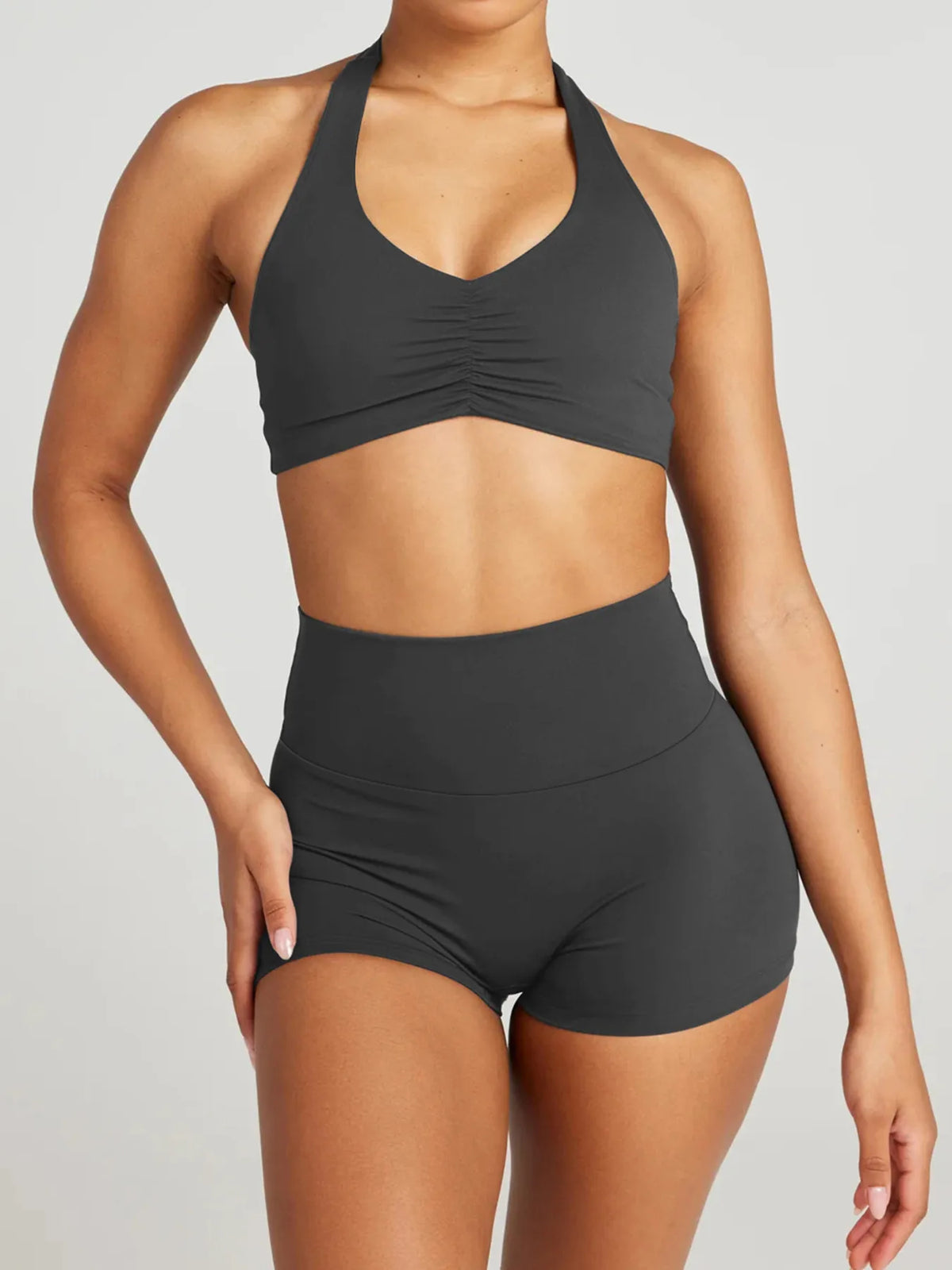 Halter Neck Cami and Shorts Active Set close up
