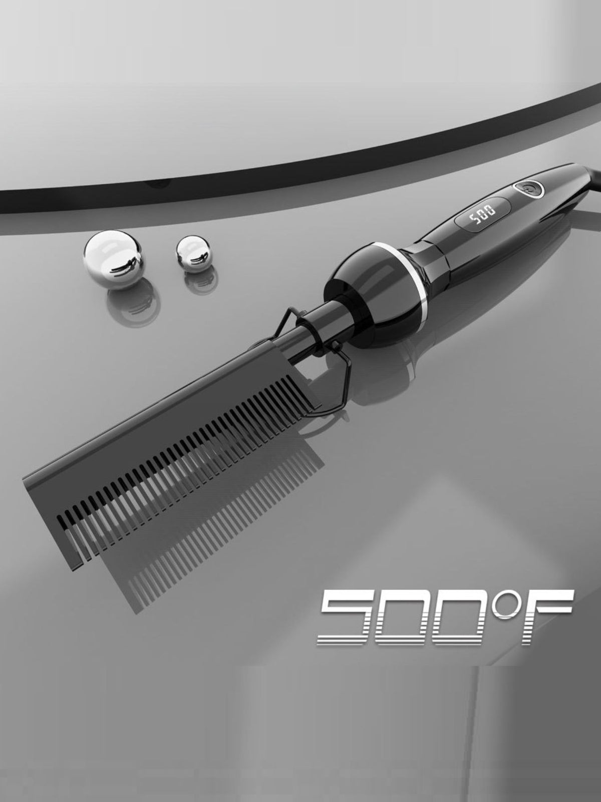 Hair straightening brush in rose red