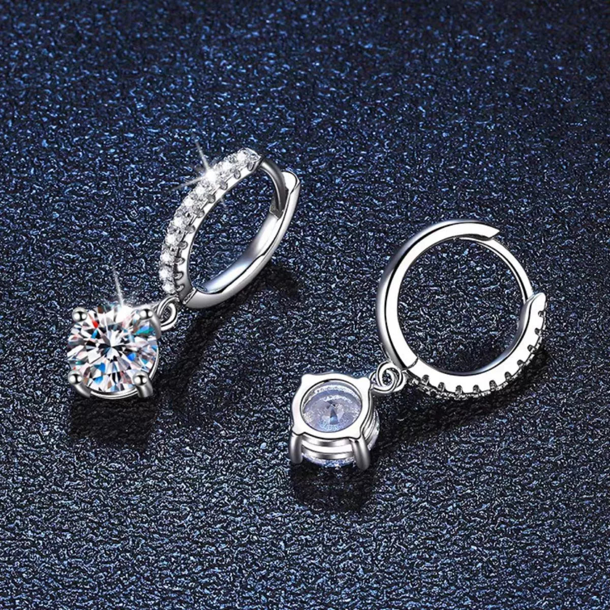 Sterling silver moissanite earrings with matching box