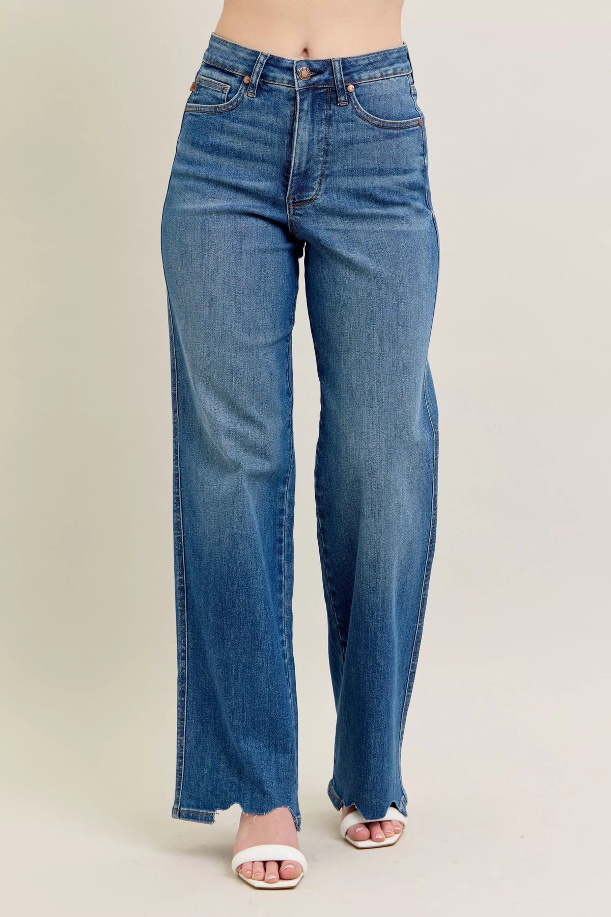 Judy Blue wide leg jeans back view