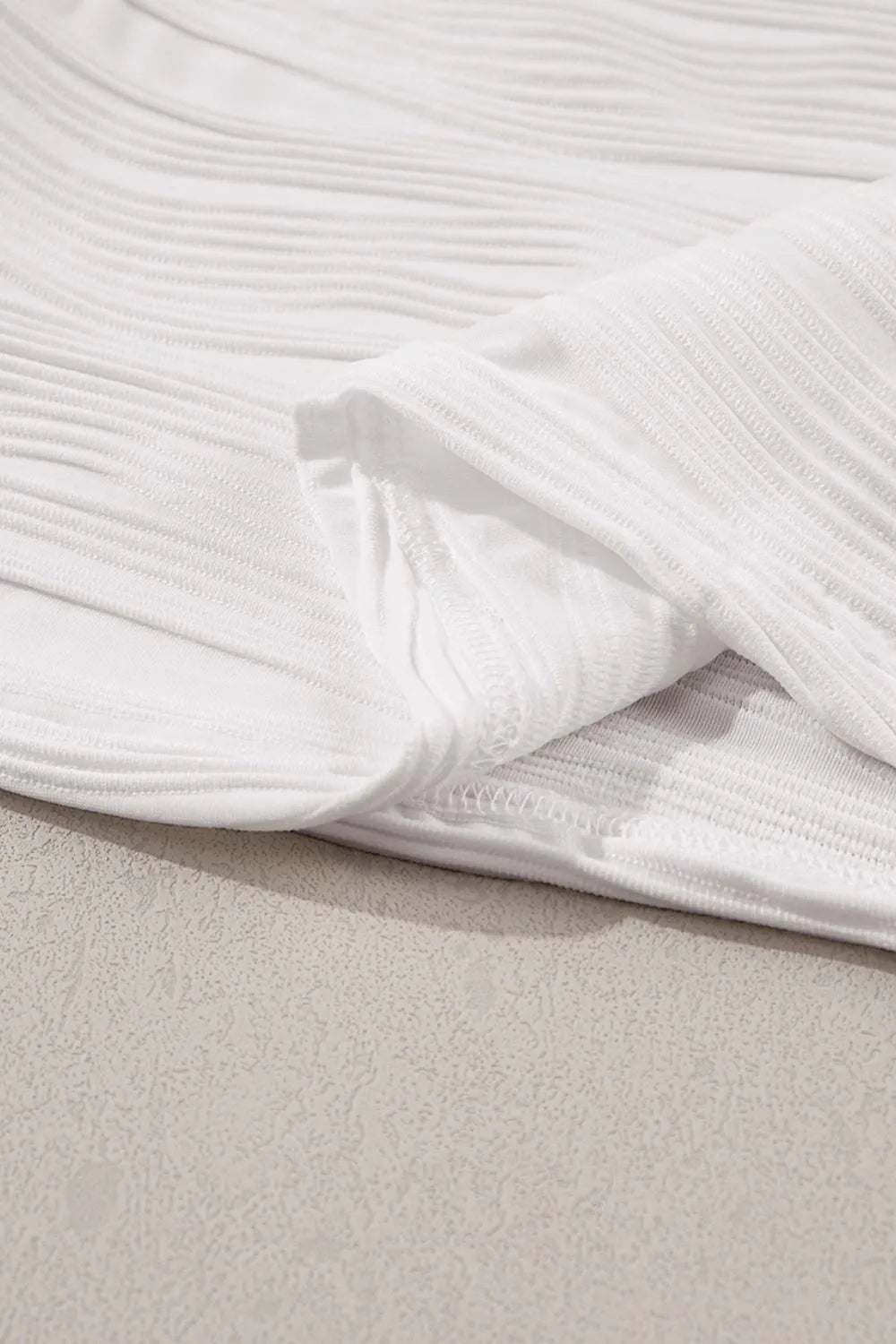 Ruffled Round Neck Textured Top - Fashorio