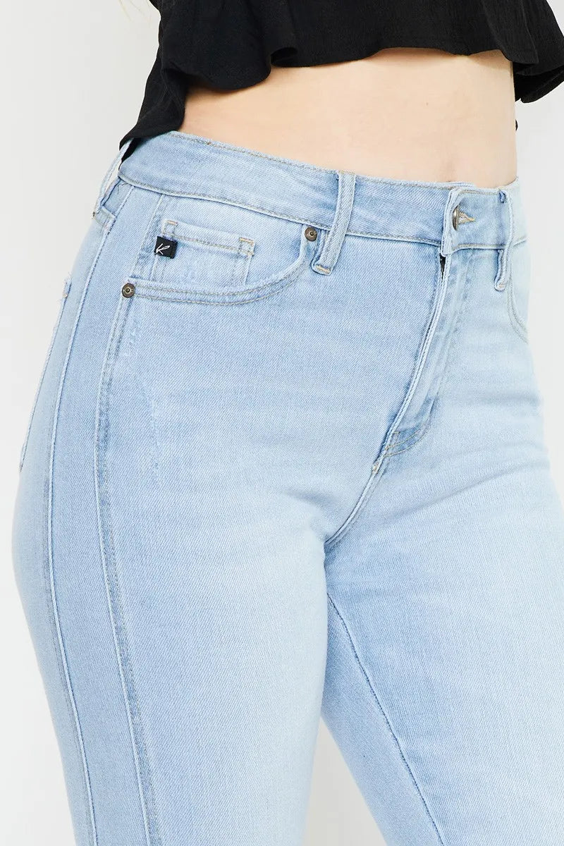 Curvy flare denim fabric texture