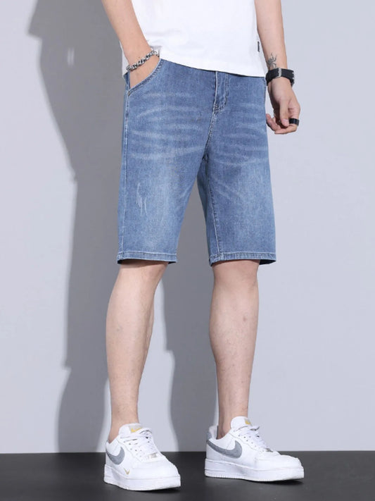 Men's Pocketed Wash Denim Shorts - Fashorio