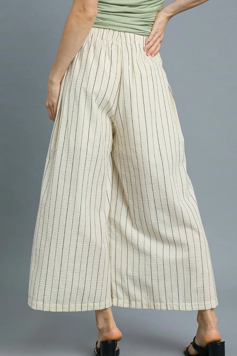 Umgee High-Waisted Wide Leg Striped Pants - Fashorio