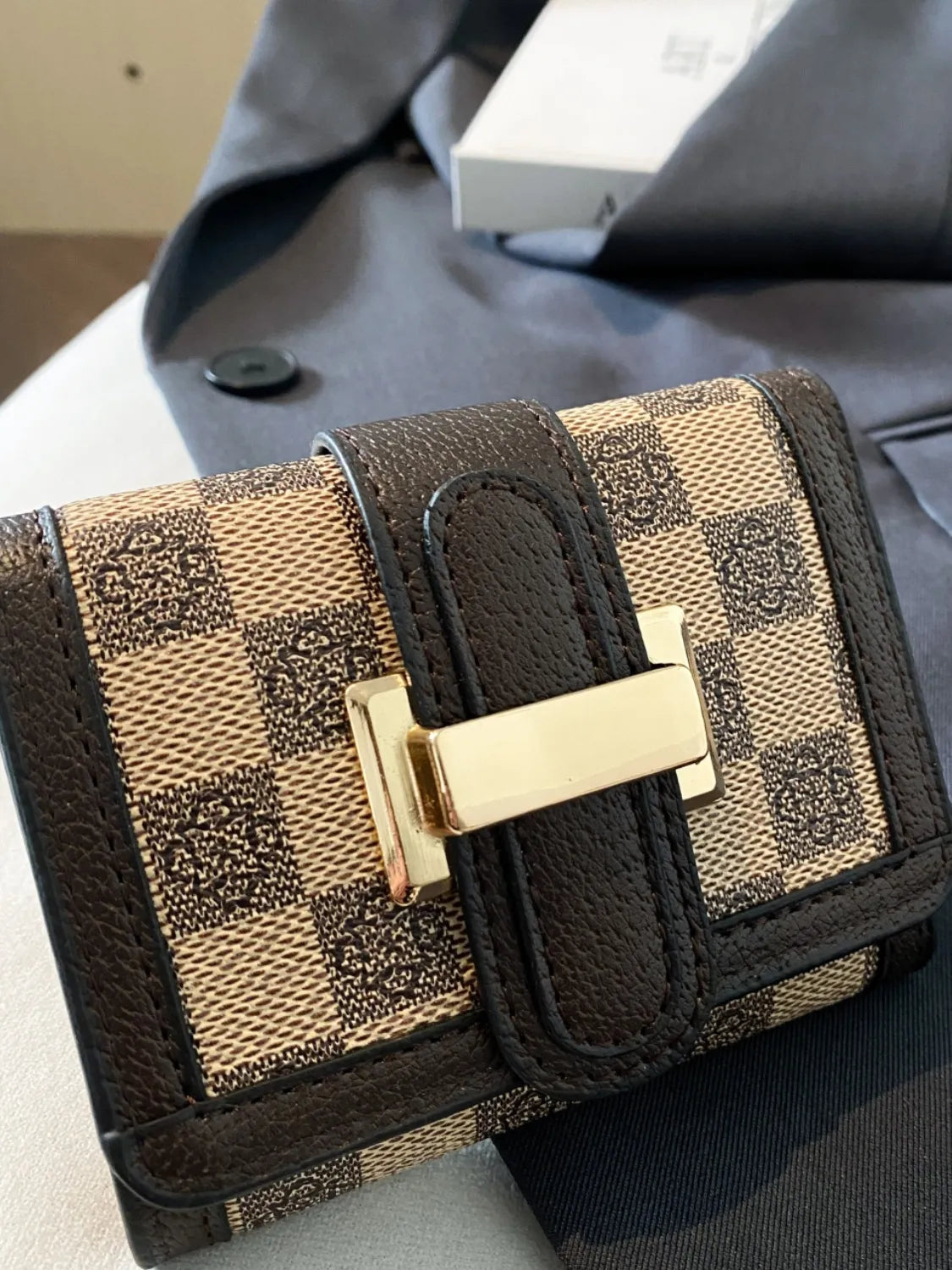 Printed PU Leather Wallet Chocolate One Size - Fashorio