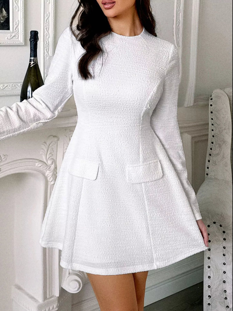 cutout back long sleeve mini dress front view
