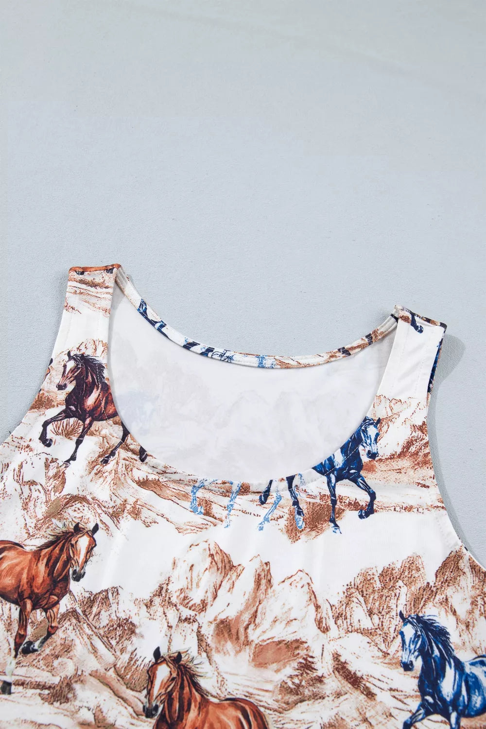 taupe western slim fit tank top fabric detail