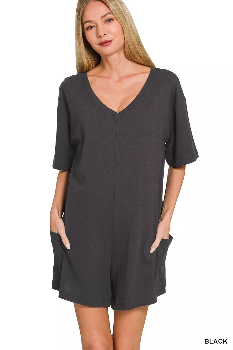 V Or Scoop Neck Reversible 2 Way Romper