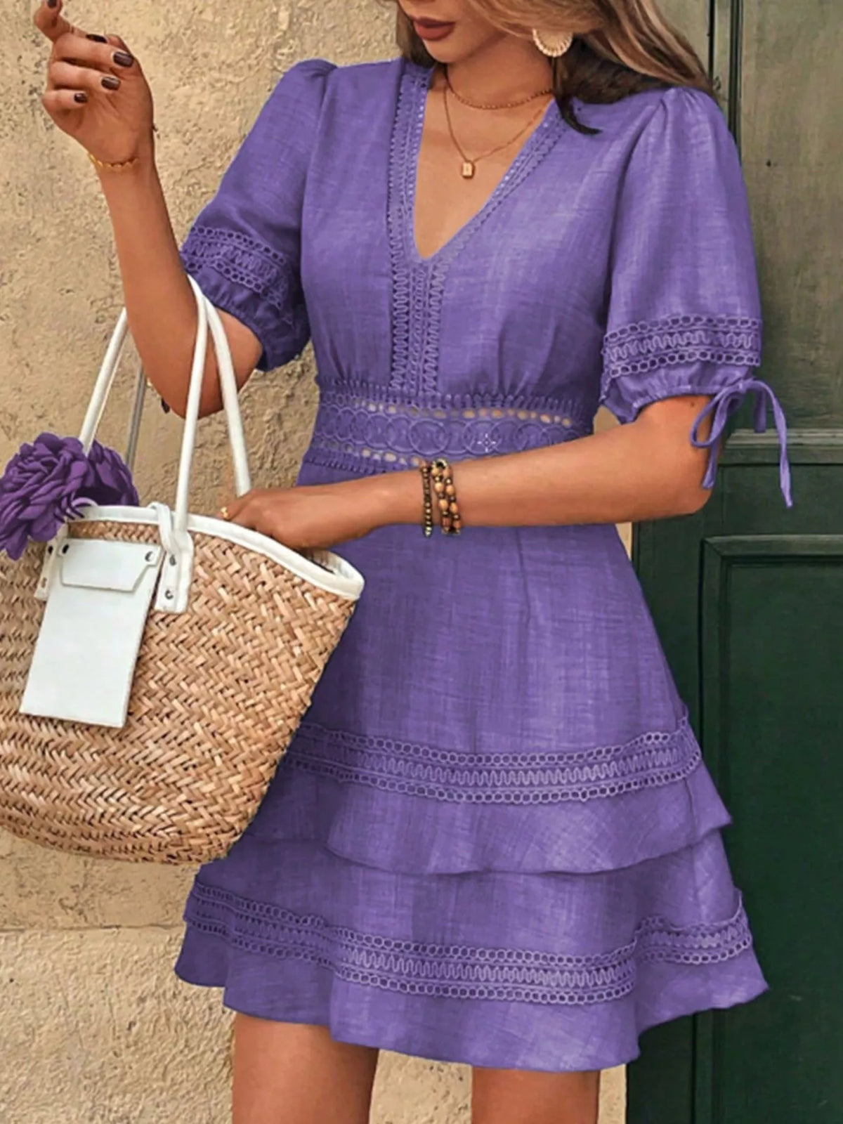 Dress sleeve and bodice construction detail