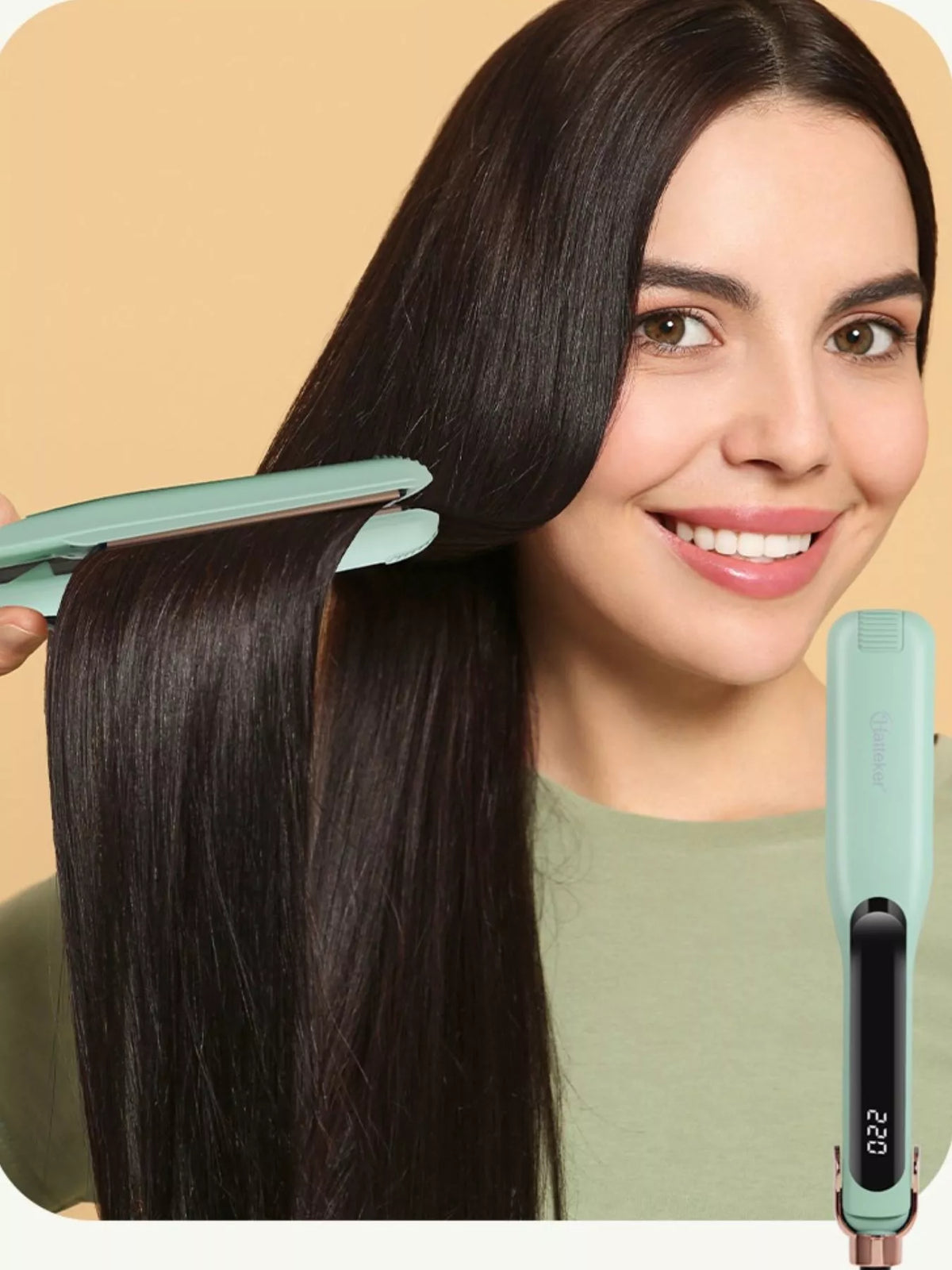 Hair straightener plates close up