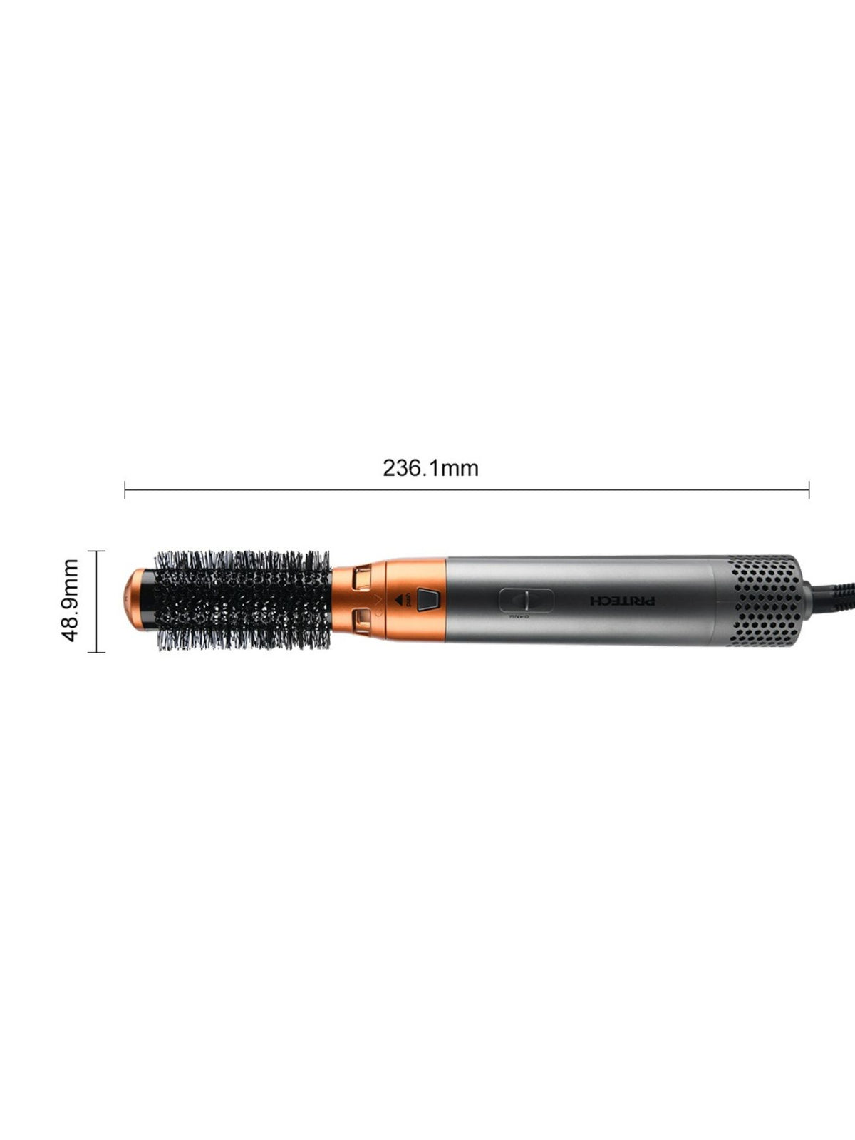 Hot air brush smoothing hair strands