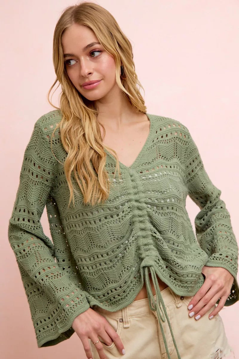 V neck knit top side view