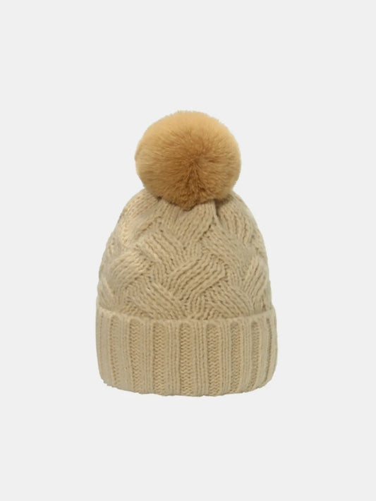 Roll Rim Cable-Knit Hat Dust Storm One Size - Fashorio