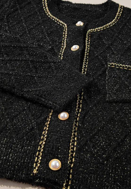 Round Neck Button Up Long Sleeve Cardigan - Fashorio