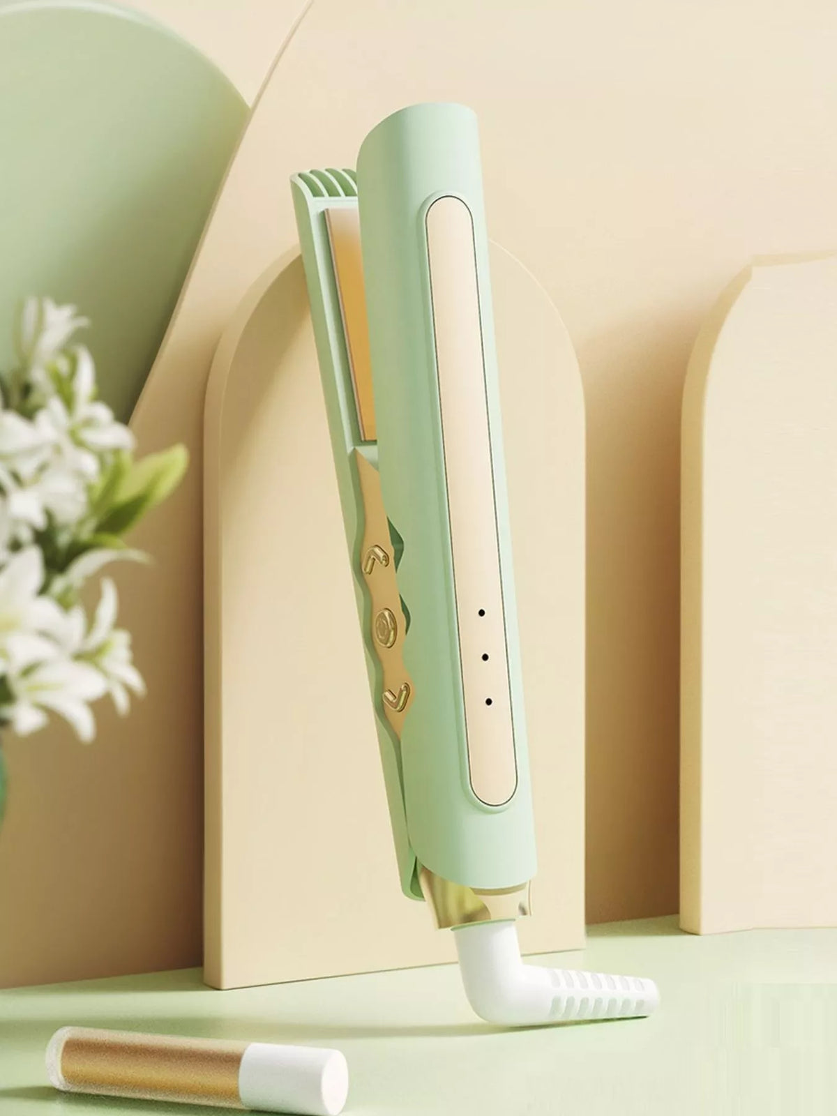 Straightener heated plates close up