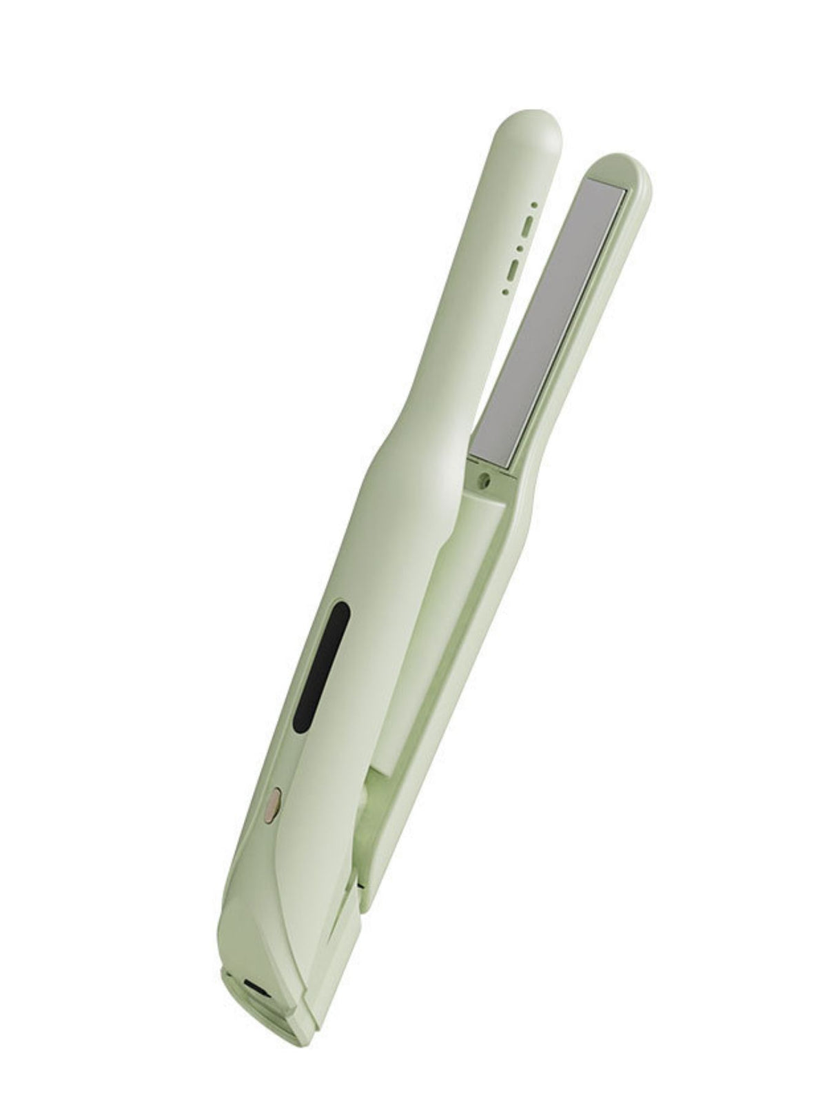 Cordless flat iron held in hand