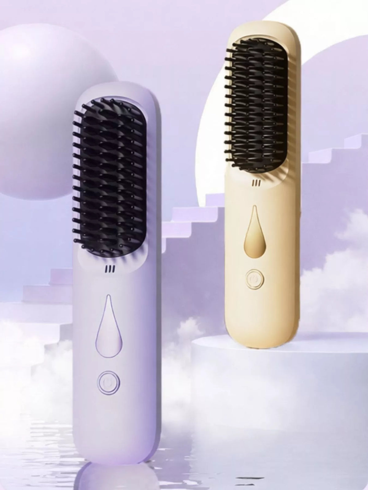 Purple heated straightening comb full view