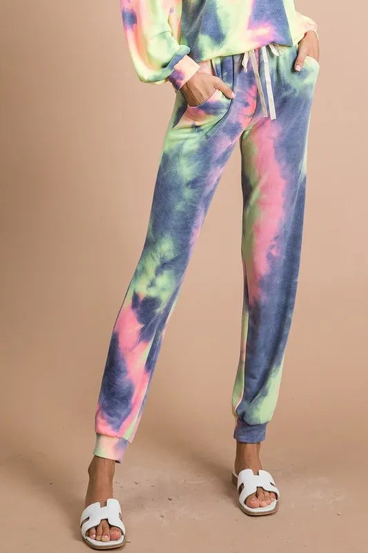 BiBi Tie Dye French Terry Casual Pants - Fashorio