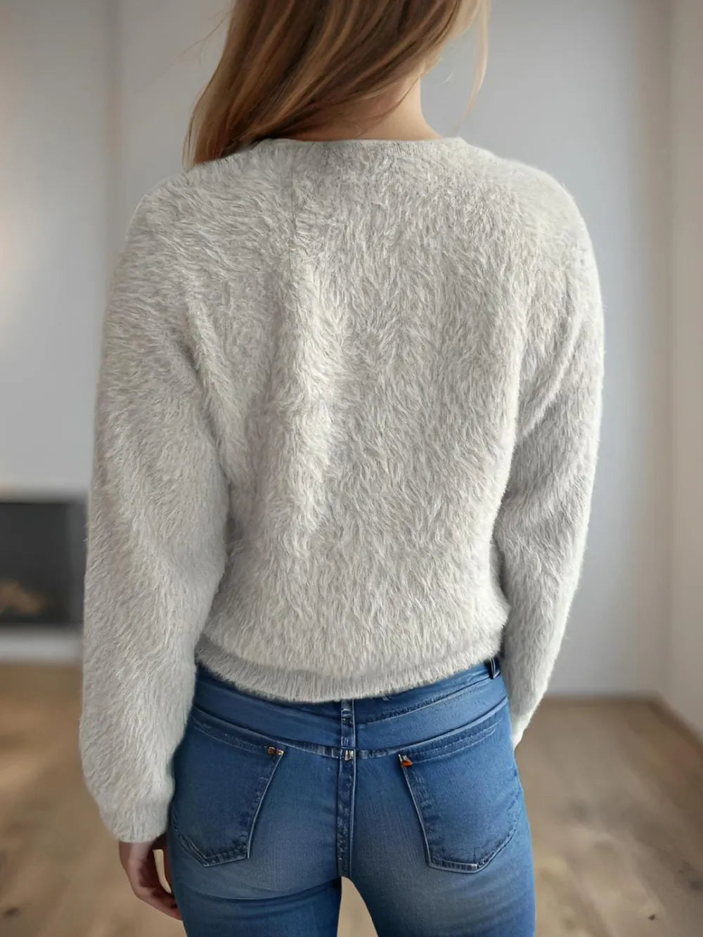 Cutout Knot Button Long Sleeve Cardigan - Fashorio