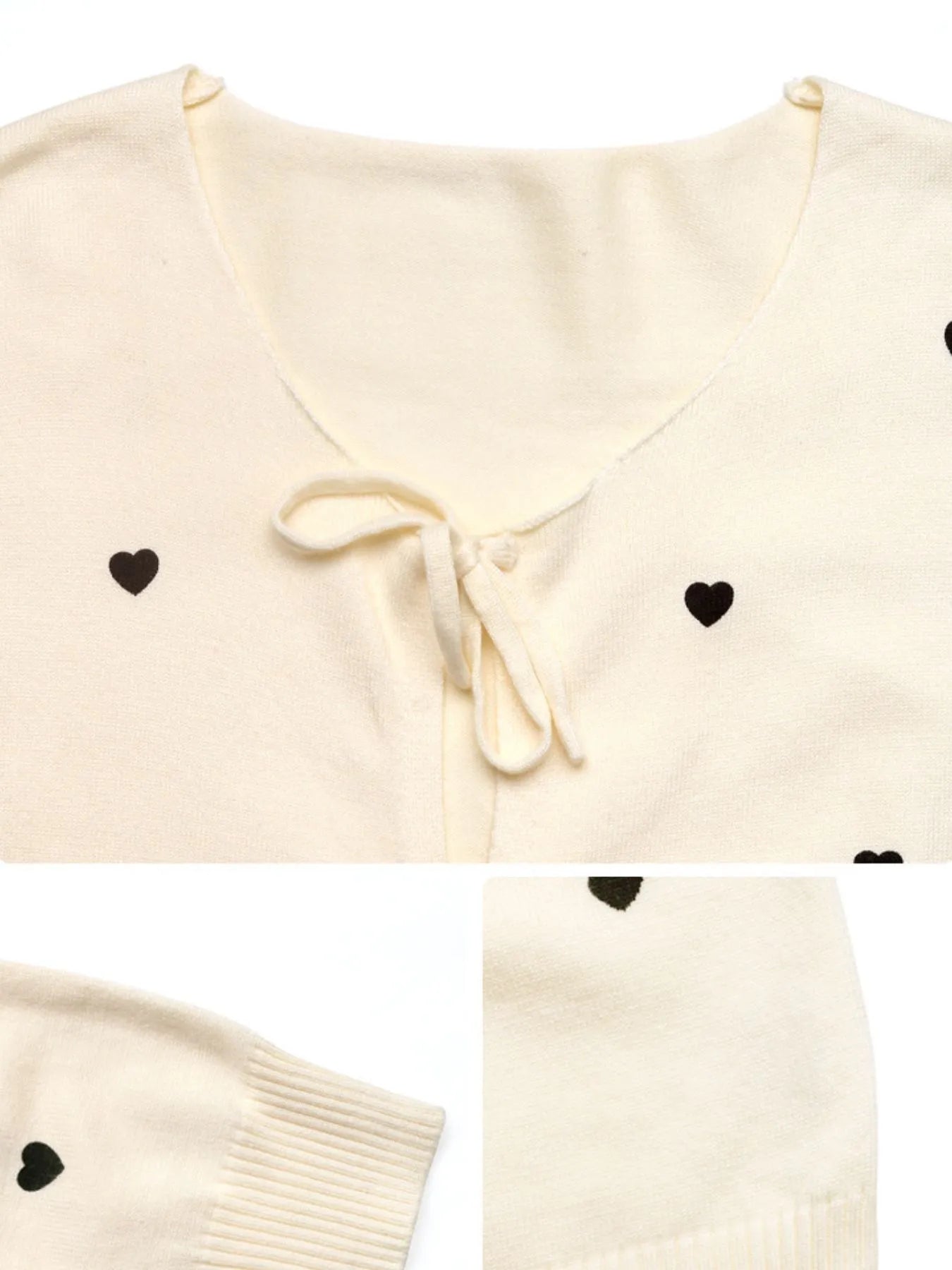 Heart Tie-Front Long Sleeve Cardigan - Fashorio