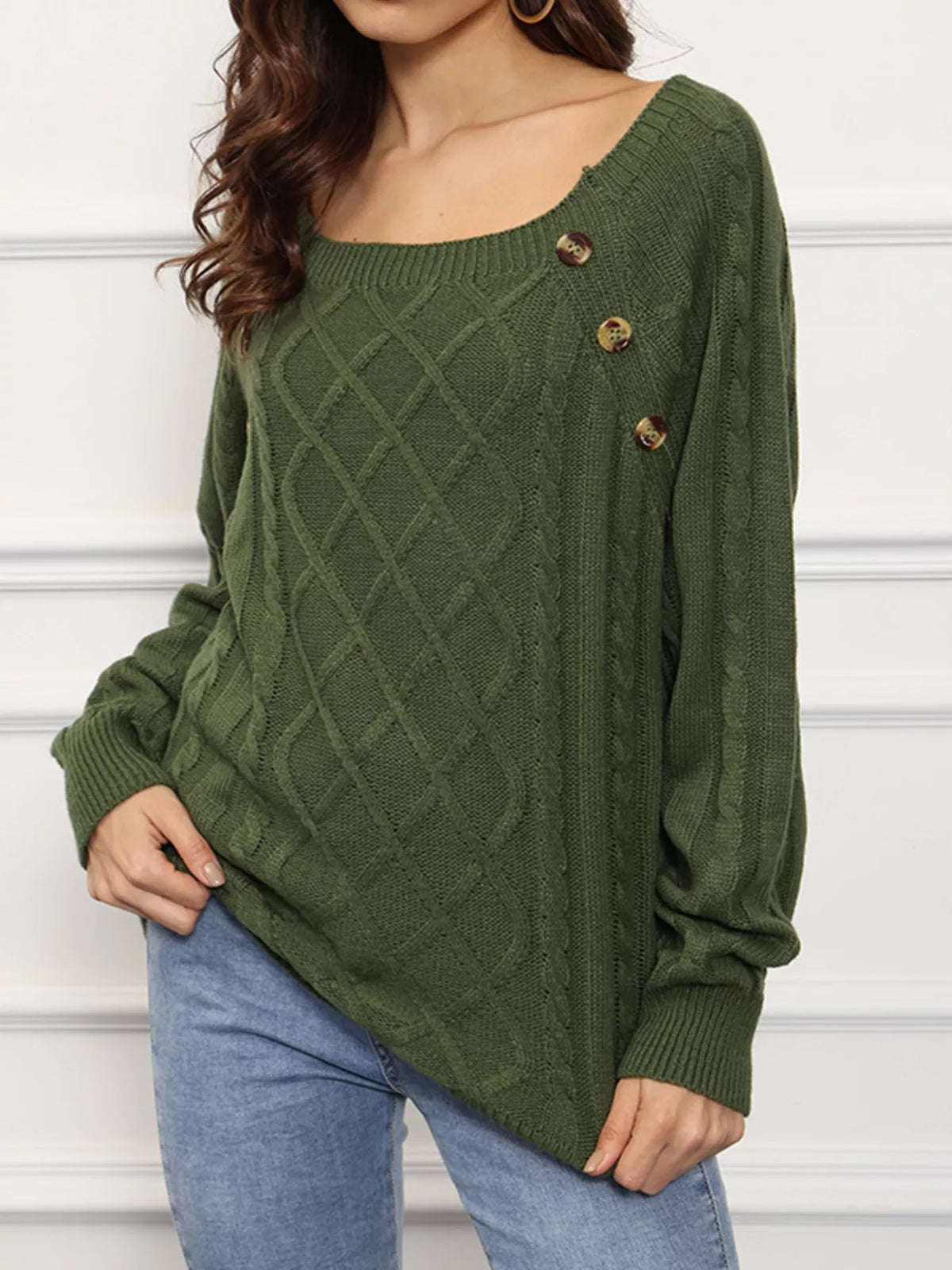 cable knit boat neck sweater fabric knit detail