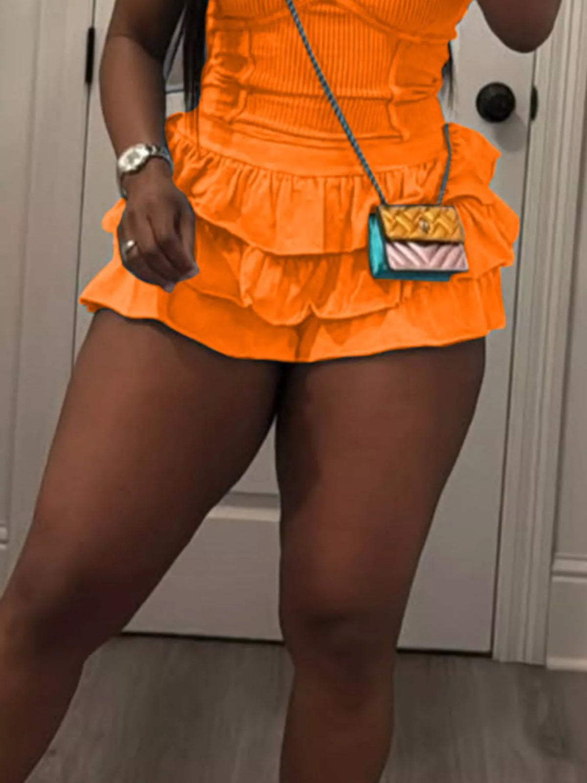 Ruffled skirt set fabric texture