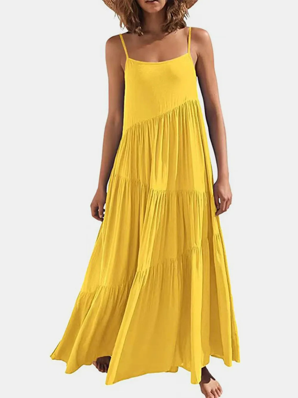 Ruched maxi dress styled outfit
