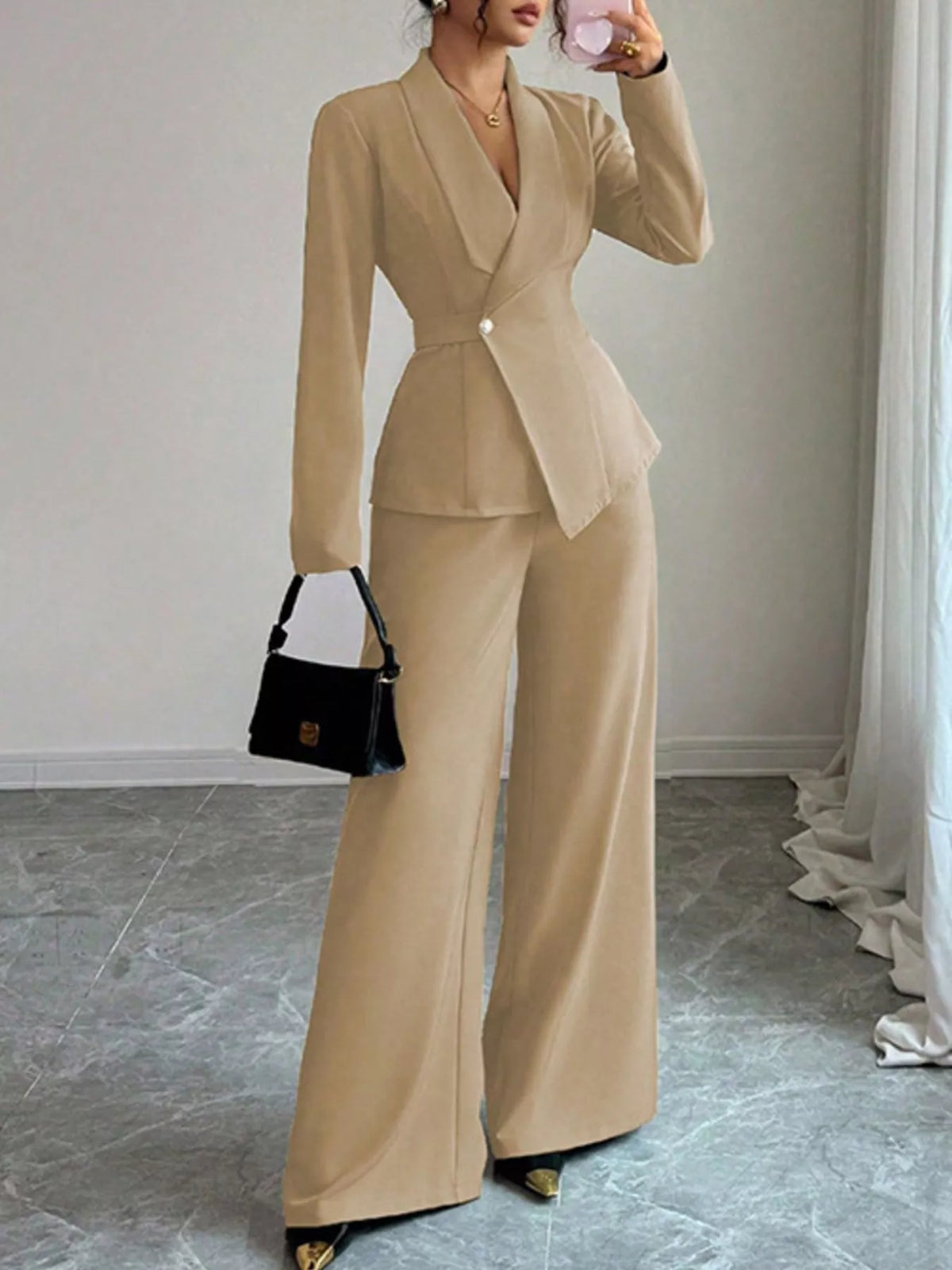 One Button Blazer and Pants Set, view 23
