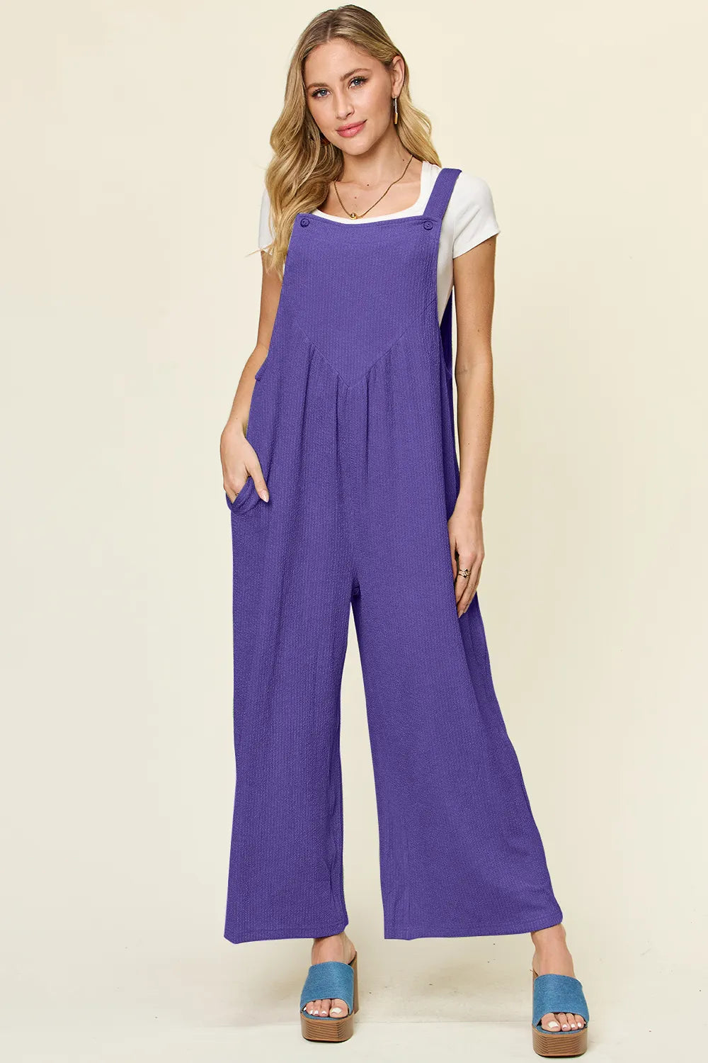Wide leg overall full length styling