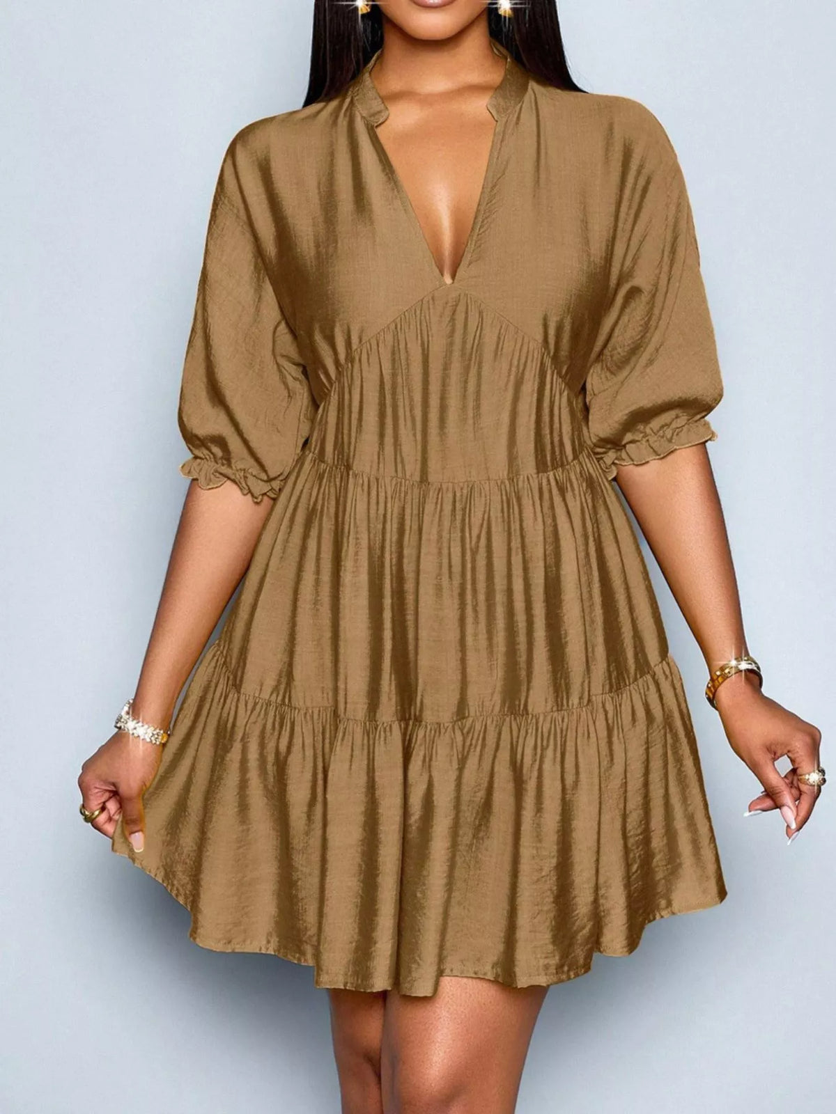 Tiered dress sleeve and shoulder detail